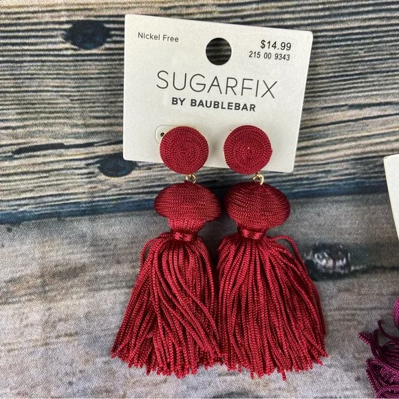 Sugarfix by baublebar dangle Tassel earrings set of 2 red and purple - Picture 3 of 4